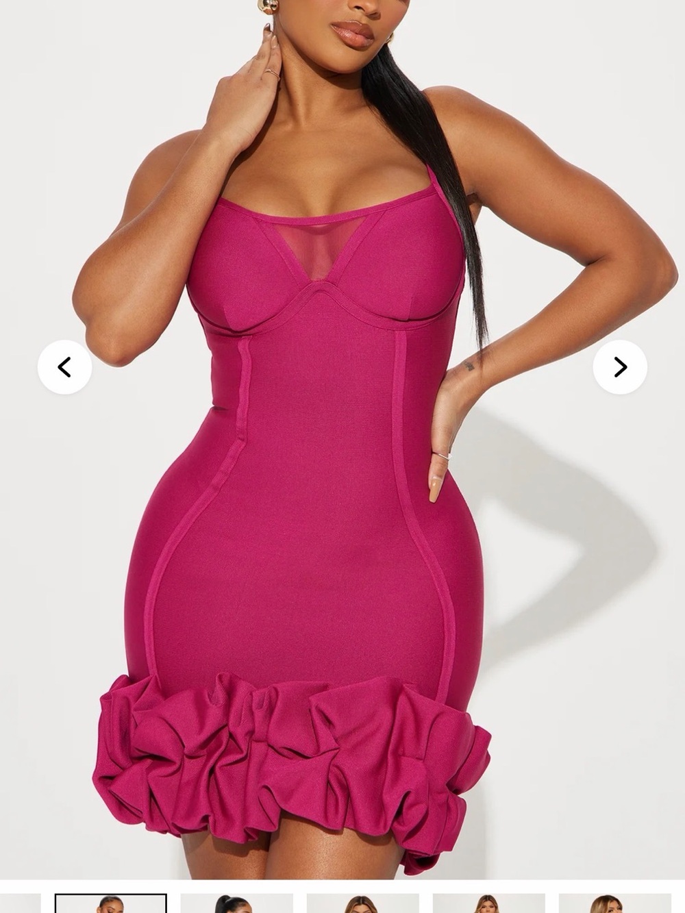 Fashion Nova Magenta Ruffle-Hem Bodycon